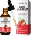Magnesium Glycinat Flydende, Flydende Magnesium 1000Mg, Magnesium Drops, Flydende Magnesium Supplement, med Cellulose Fiber, Vitamin B6, C, D, Zink, fordøjelsessundhed, fremmer afspænding, Ingen Sukker, 2 Fl Oz