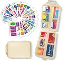 Pill Organizer with Medicine Labels 161 Labels Travel Daily Pill Container Mini Medication Organizer Storage Pill Organizer Travel Essentials Pill Case 7 Day (Beige, 1 Pack)