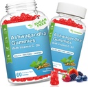 2 Pack Ashwagandha Gummies med D-vitamin til kvinder & mænd, Sukker Free Vegan 1000MG Ashwagandha Supplement Gummy & C-vitamin, 120 Tæl