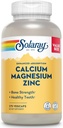 SOLARAY Calcium Magnesium Zink tillæg - med Calcium 1000mg, Magnesium 500mg - Knoglesundhed, muskelfunktion, hjerte sundhed og immunforsvar - Vegan, 60 dages garanti, 68 Servering, 275 VegCaps