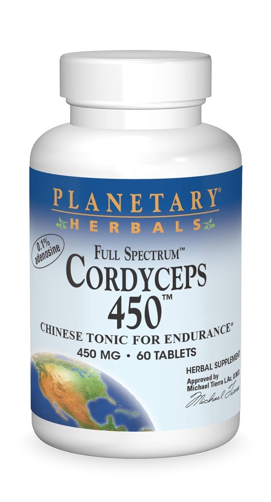 Planetariske Herbals Fuld Spectrum Cordyceps 450 mg, 60 Greve