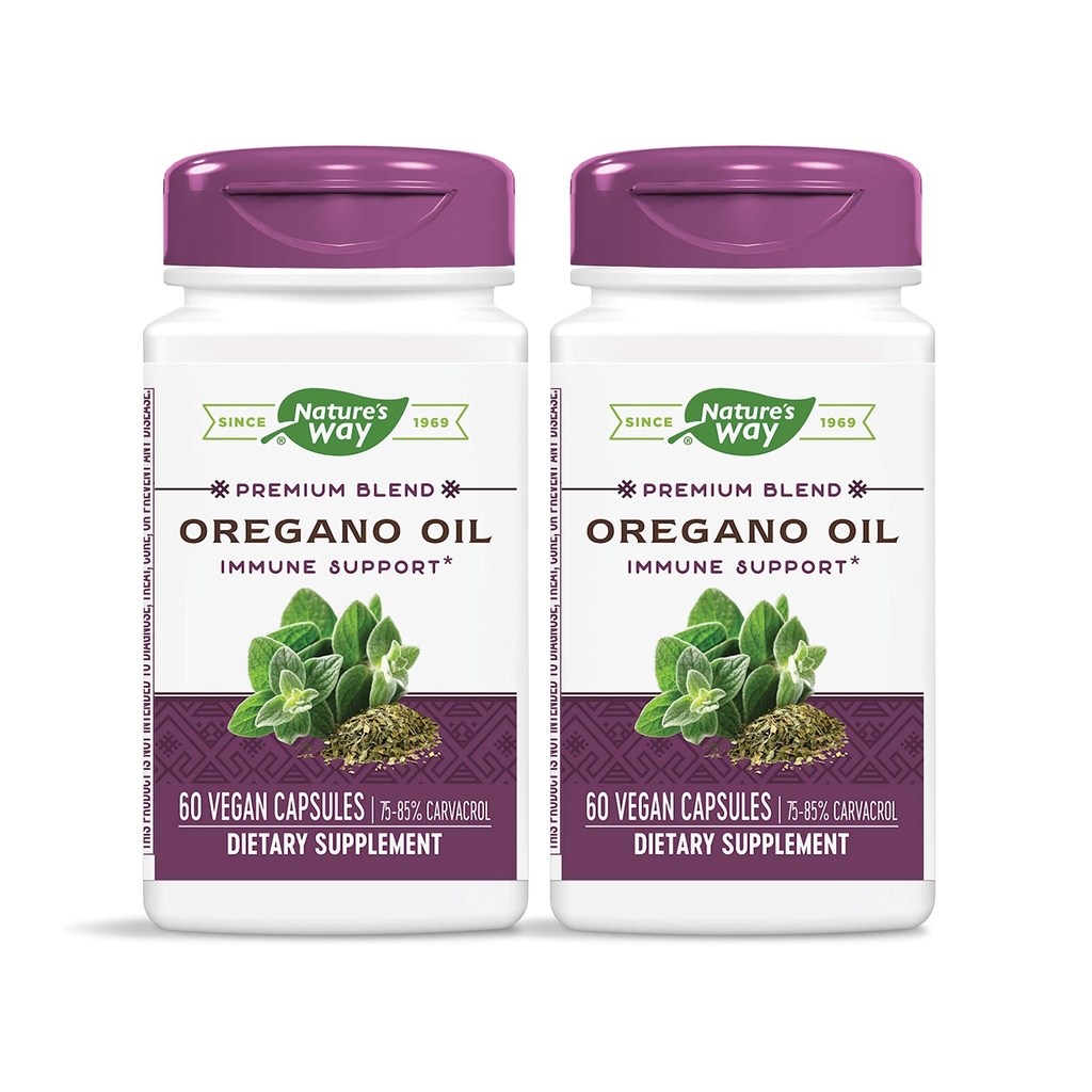 Nature 's Way Oregano Oil 75- 85% Carvacrol per kapsel, vegetar, 60 vegetariske kapsler, pakke med 2