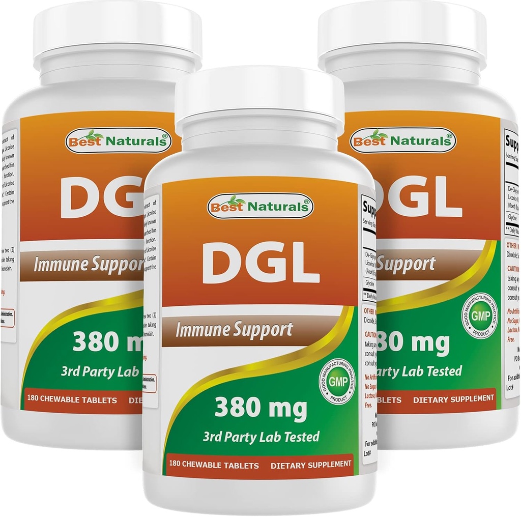 Bedste Naturals DGL Chewable 380 mg 180 tabletter (180 greve (pakning med 3))