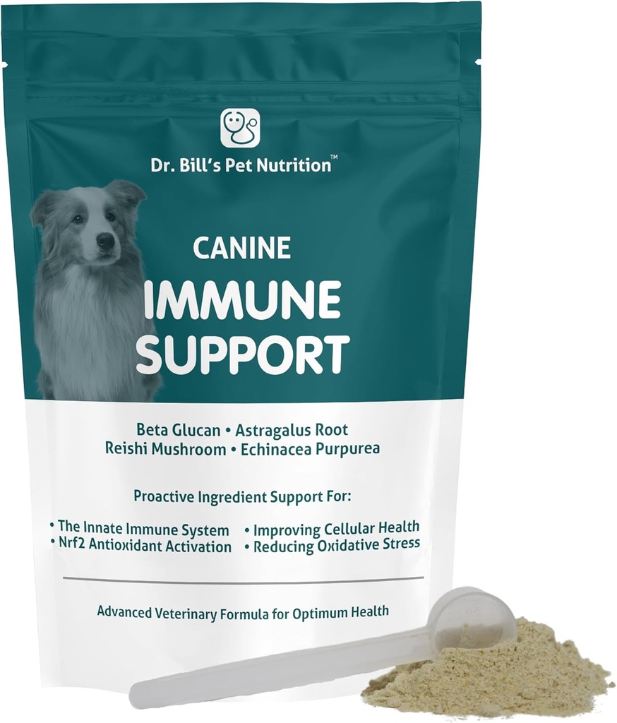 Dr. Bill 's Canine immunforsvaret Support 124; øger hundeimmunitet og sundhed med Colostrum, Beta glucan, Tyrkiet Tail Mushroom, Zink & C-vitamin