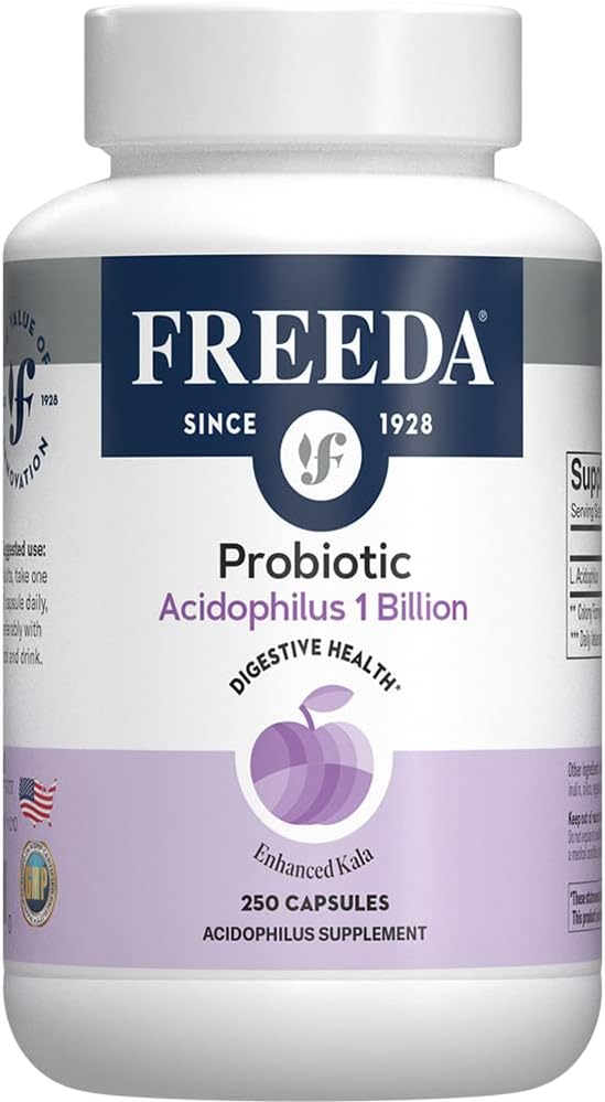 FREEDA Acidophilus Probiotic 1 Billion CFU - Lactobacillus Acidophilus Probiotics for Women & Men - Women's Probiotics for Digestive Health - Gut Health Supplements for Women & Men (250 Capsules)