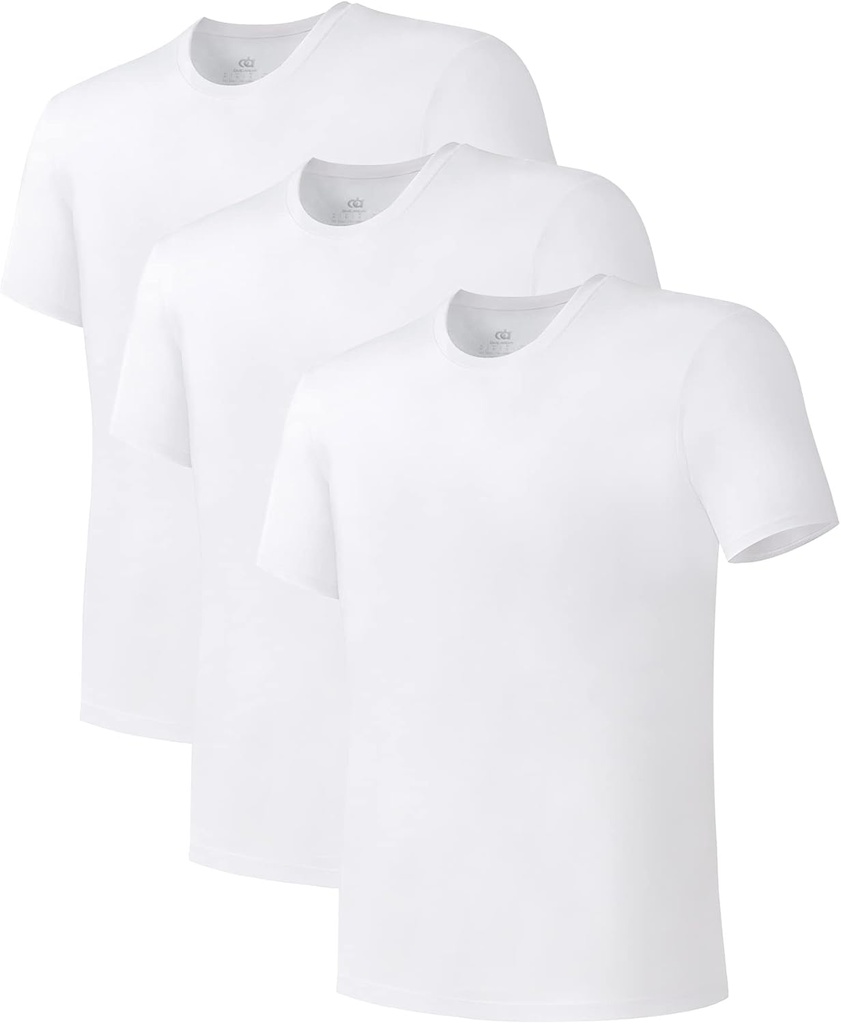 DAVID ARCHY Herreunderskjorter Combed Cotton T-Shirt Soft Fugt -Wicking Underskjorte Crew Neck eller V Neck Tees 3 Pack