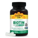 Country Life High- Potency Biotin 10mg - Vegan & Gluten- Free Biotin Supplement for Skin & Nails, Energy Metabolisme - Biotin 10000mcg kapsler
