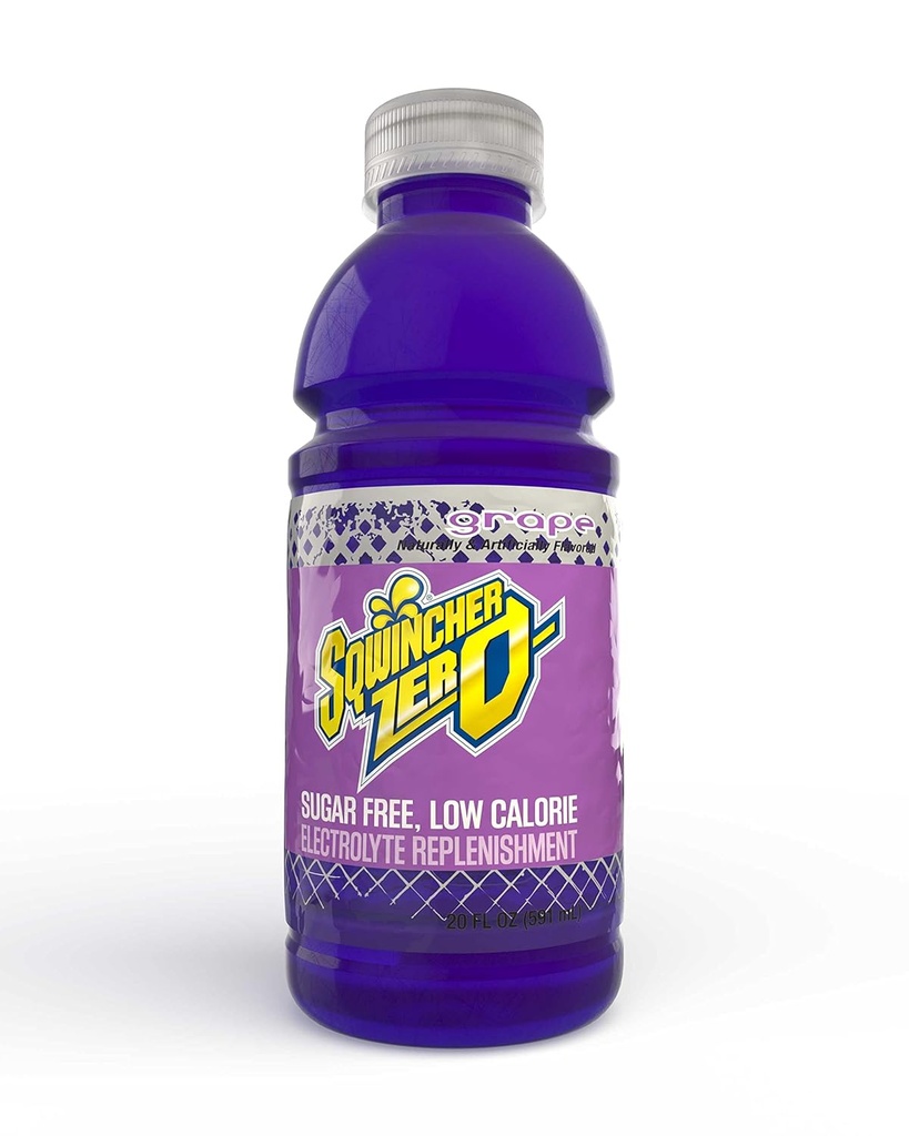Sqwincher Zero Activity Drink Flaxtles - 124; Grape Flavored - 124; Sugar Free - 124; Lavkalorie - 124; Lavnatrium - 124; Ready- To- Drink - 124; Elektrolyte Replenisation - Hydration- drik - 124; 20 oz (sag af 24)
