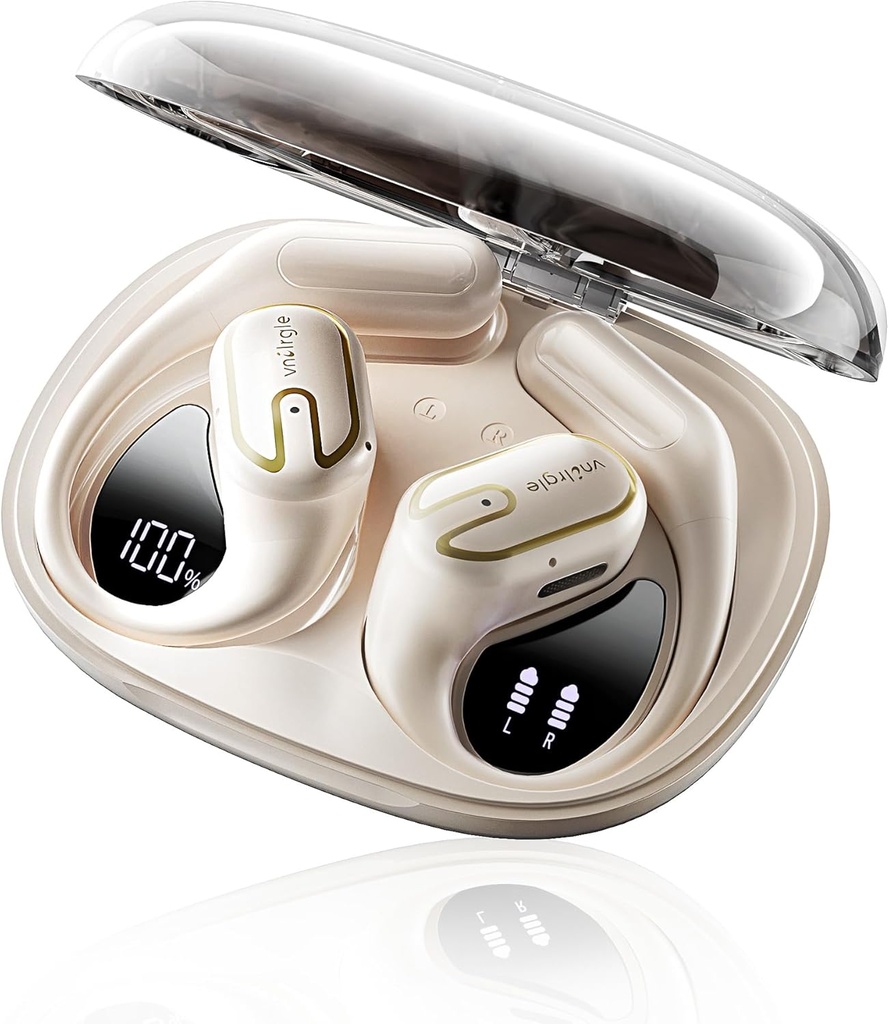 Åbne Øre Hovedtelefoner Earknopper trådløse - 5.4 Bluetooth Øre Bud med LED Digital Display IPX7 Vandtæt, Trådløse hovedtelefoner Touch Control Air Conduction Stereo lyd med 18,2 mm drivere 80H Playtime