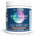 BIOHM Gut- Brain Connection Memory & Focus Supplement (6.74 Oz, 30 Servere) Understøtter Gut Sundhed & Kognitive Well- Being, Hjælper Enhance Mood, Probiotika, Lions Mane & Bacopa Monneiri, Chokolade Flavor