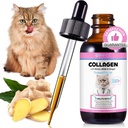 Collagen til katte 2 fl.oz, flydende collagen til katte Drops, Premium Grass- fodret collagens til kat hud og coat supplement, Itch Relief til kat med allergier Immunitet, med bovin collagens, biotin, MSM