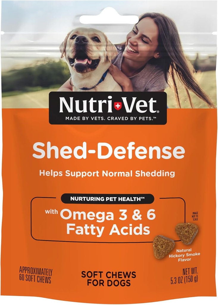 Nutri- Vet Shed Defense Soft Chews for Hunde, Hud og Coat Supplement for Hunde, Omega 3 fra Fish Oil, Tør & Itchy Skin Relief Treatment, Puppy Essentials, 60 Soft Chews