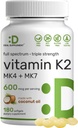 DEAL SUPPLEMENT Vitamin K2 Supplement 600mcg, 180 Coconut Oil Softgels against 124; Fuld Spektrum Høj Absorption MK- 7 & MK-4 Formler MK- 124; Knogler, Fælles, & immunforsvar - Non- GMO