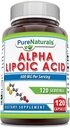 Pure Naturals Alpha Lipoic Acid 600 mg 120 Kapsler Supplement 124; Non- G20; Gluten Free