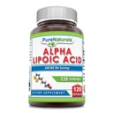 Pure Naturals Alpha Lipoic Acid 600 mg 120 Kapsler Supplement 124; Non- G20; Gluten Free