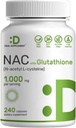 DEAL SUPPLEMENT NAC Supplement (N- acetyl cystein) 1.000mg per servering med reduceret glutathion, 240 kapsler - Antioxidant Support for immunforsvar, Lung, og lever funktion