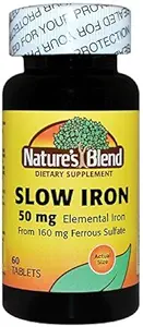 Nature 's Blend Slow Iron 50 mg, 60 tabletter per flaske (pakke med 2)