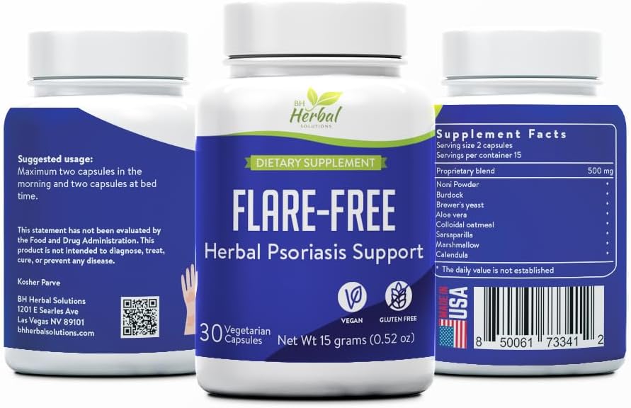 FlareFree Psoriasis Support - Urteformel for hud sundhed & komfort - Naturlig Support til hud wellness