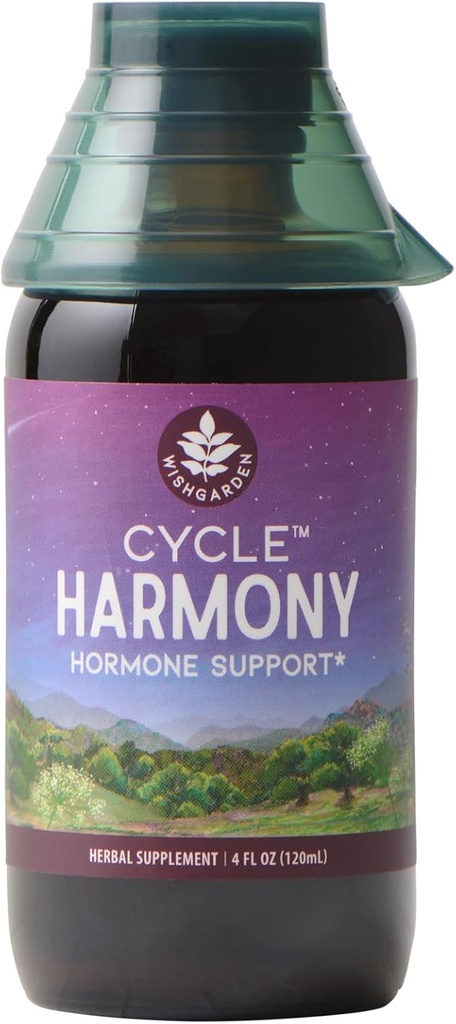 WishGarden Urter Cycle Harmony Hormone Support - Plant- baseret Urte Supplement w / Vitex & Wild Yam Understøtter normal menstruationscyklus & Hormone- baserede spørgsmål, PMS, uregelmæssige cykler, Ovulation spørgsmål, 4oz