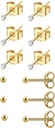 6Pars 2mm / 3mm Kirurgisk stål Hypoallergen Piercing Studs, 20G 14K Real guld fyldt små stud øreringe sæt til multiple hul Piercing (Cubic Zirconia, Pearl, Ball)