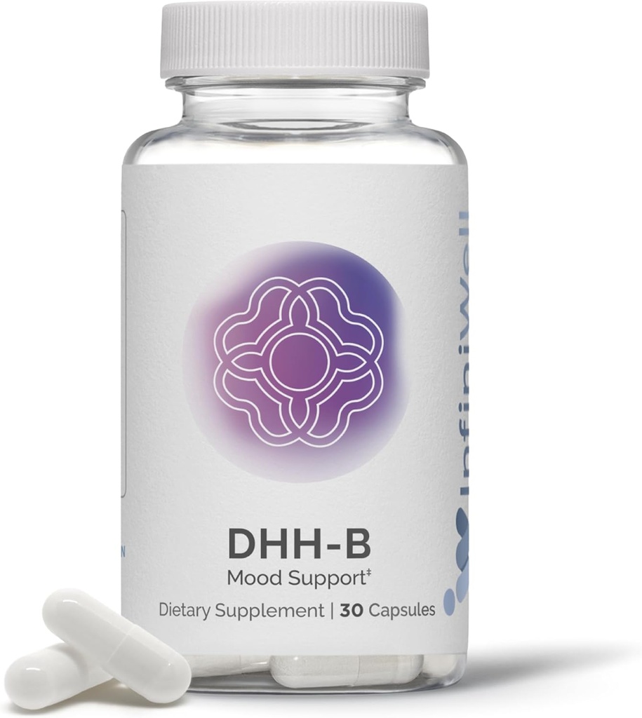 InfiniWell DH- B Mood Support - 20x mere potent end standard Magnolia Bark Extract - fremme afspænding, rolig, kognitiv Klarhed & en sund REM sovekreds (30 kapsler)
