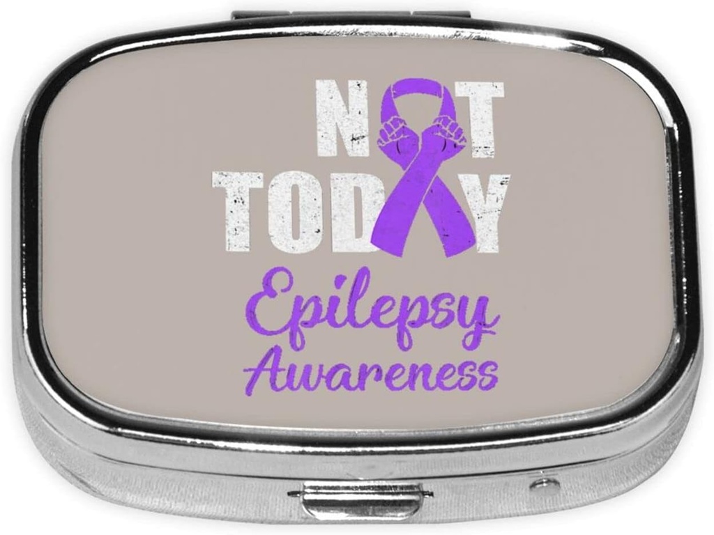 Ikke i dag Epilepsi Bevidsthed Ribbon Square Mini Pill sag Travel Medicine Organizer Portable Compartments Metal Pill Box