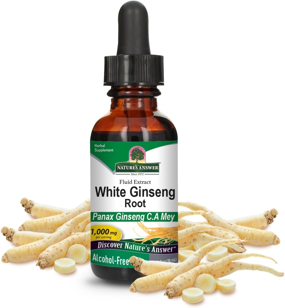 Naturens svar Hvid Ginseng Root Alkohol Gratis 1 Fluid Ounce ttesmå 124; immunsupport124; fremmer kognitiv funktion