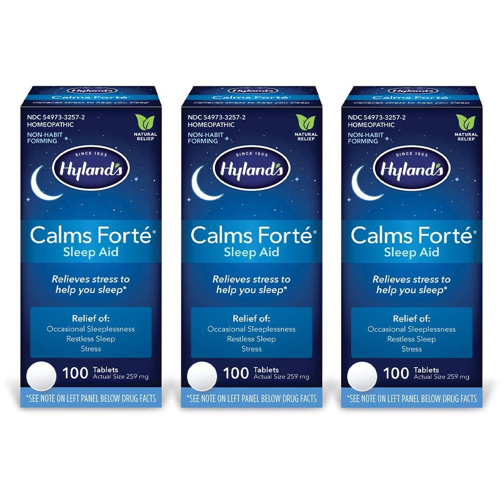 Hyland 's Calms Forte' Sleep Aid Tablets, Natural Relief of Nervøs Tension og lejlighedsvis søvnløshed, 100 Greve (Pack of 3)