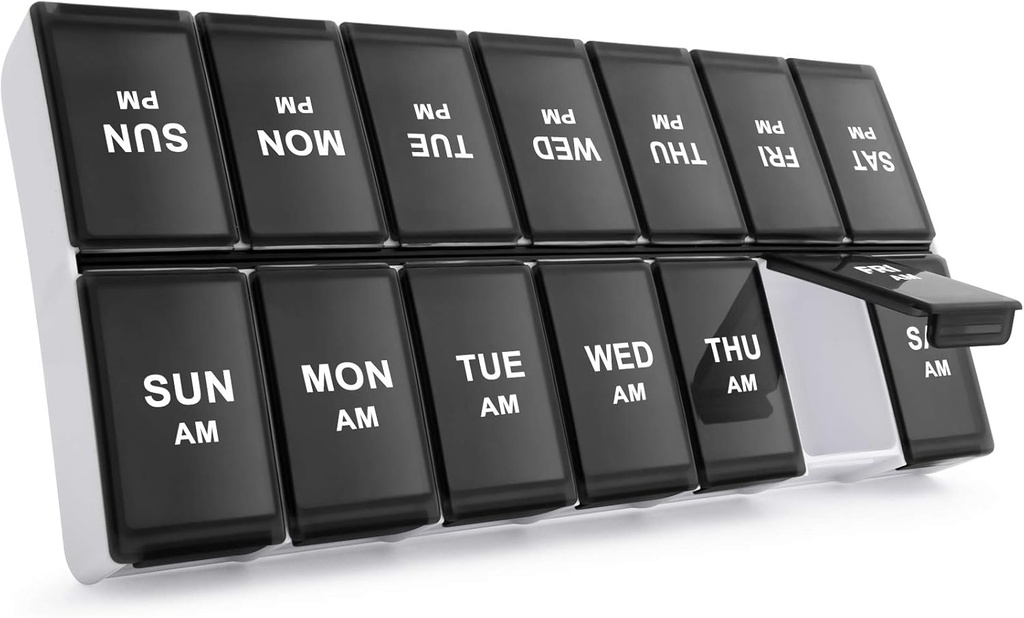 Sukuos Weekly Pill Organizer 2 gange om dagen, 7 dag Pill Box AM PM Stor daglig Pill sag Vitamin Organizer Pill Container til vitaminer, fiskeolier, Kosttilskud