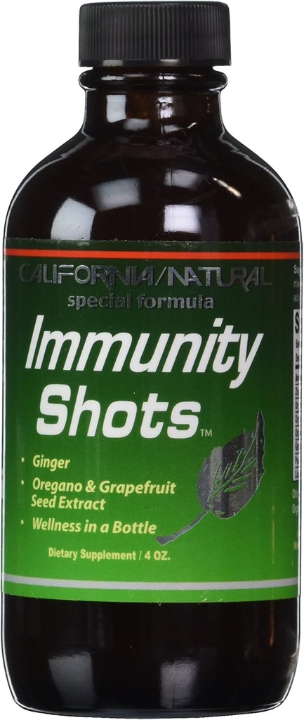 California Natural Immunity Shots 4oz Flaske Zink, Organic Ginger Root, Oregano Oil - Potent & Pure immunsystem Booster - immunsystem support (pakke med 1)