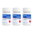 MAJOR Ferosul - Ferrosulfate 325mg tabletter med 65mg elementært jern - jerntilskud til kvinder, mænd - rød - 100 greve (3 Pack)