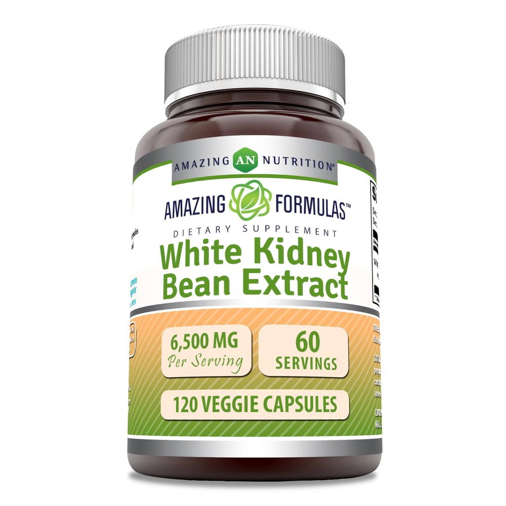 Amazing Formulas White Kidney Bean Extract 6500 Mg · 124; Vegetariske Kapsler er 124; Non-GMO-er er 124; Glutenfri er 124; Lavet i USA (1 Pack er 124; 120 Tæl)