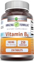 Amazing Formulas Vitamin B6 Supplement # 124; 100 Mg pr Servering # 124; Tablets # 124; Non- GMO # 124; Gluten- Gratis # 124; Fremstillet i USA (1 pakke, 250 Tæl)