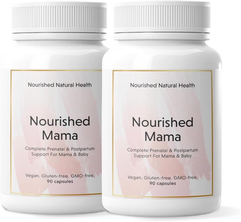 Nourised Mama Prenatal Multi Vitamin - Vegan Multivitamin til Preconduction, Graviditet, Postpartum og Amning Support - Iron- Free with Methylerede Folate & High Dosis Cholin - 180 Kapsler