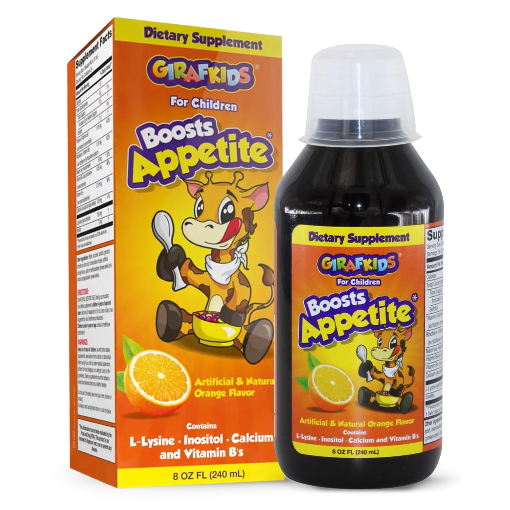 GirafKids Appetite Booster Syrup til børn 4 +, 8 Fl Oz - Vitaminer til børn, Orange Flavor - fremmer sund Appetite & Energi