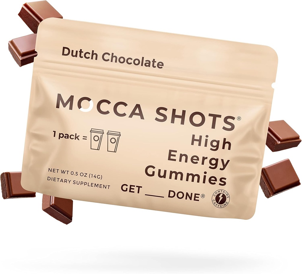 SGC Seattle Gummy Company Koffein Energy Gummies 12- Pack, Hollandsk Chokolade Mocca Energy Chews, Nootrope, Vegan, Plant- baseret, Gluten Free, 200mg Koffein