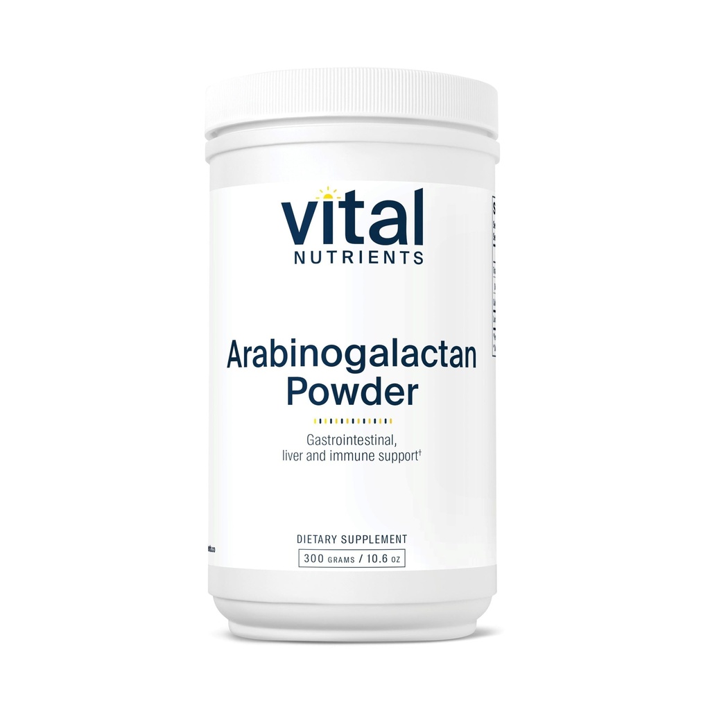 Vital Nutrients Arabinogalactan Powder - Vegansk Prebiotic Fiber Supplement for GI sundhed, lever og immunforsvar * - Gluten, Dairy, Soy Free - Non-GMO - 300g