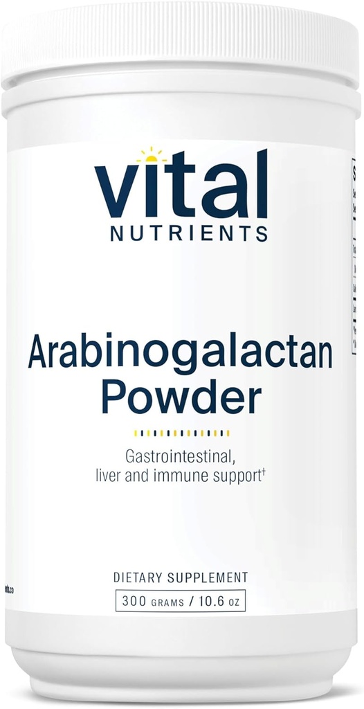 Vital Nutrients Arabinogalactan Pulver • 124; Vegan Prebiotic Fiber Supplement for GI sundhed, lever, og immunforsvar * • 124; Gluten, Dairy, Soy Free • 124; Non- GMO • 124; 300g