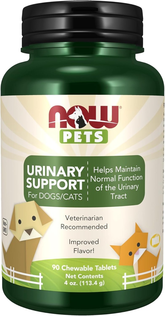 Now Foods Pet Health, Urinary Support, Formuleret til katte & Hunde, NASC Certified, 90 tyggetabletter
