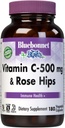 BlueBonnet Vitamin C 500 mg Plus Rosehips Vegetabilske kapsler, 180 Tæl