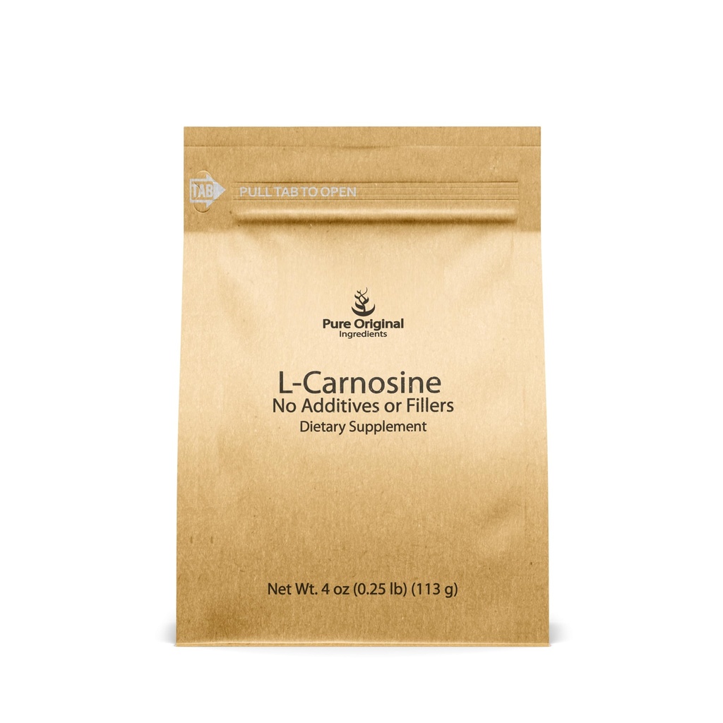 PURE ORIGINALSKE INGREDIENSER L- Carnosine Powder (4 oz), Kosttilskud, Lab- Verified, Ingen tilsætningsstoffer eller Fillers