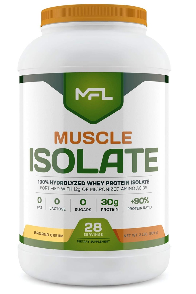 MFL 100% Isolate Protein l 30g Protein l 12g Aminosyrer l Keto Friendly l Lav Carbs l 2 lbs. (Banana Cream)