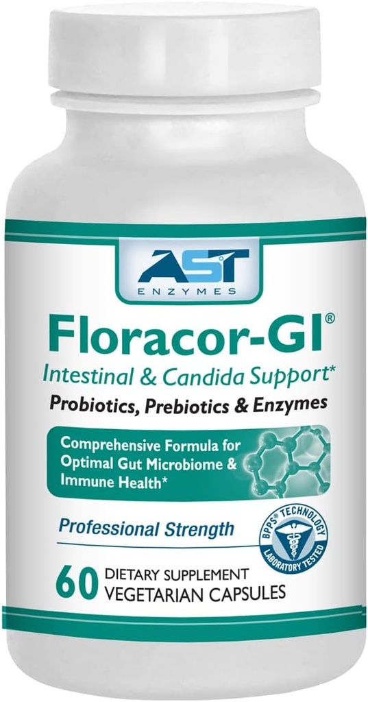 Floracor - Understøtter Gut & Intestinal Health - Premium Probiotic, Prebiotic og Enzyme Formel - 60 vegetariske kapsler