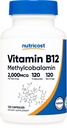 Nutricost Vitamin B12 (Methylcobalamin) 2000mcg, 120 Kapsler - Vegetariske Caps, Non- GMO, Gluten Free B12 Supplement