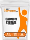 BulkSupplements.com Calcium Citrate Powder - Calcium Supplement, High Bioavailable - Unflavored & Gluten Free, 4,5g per Serving, 100g (3,5 oz) (pakke med 1)
