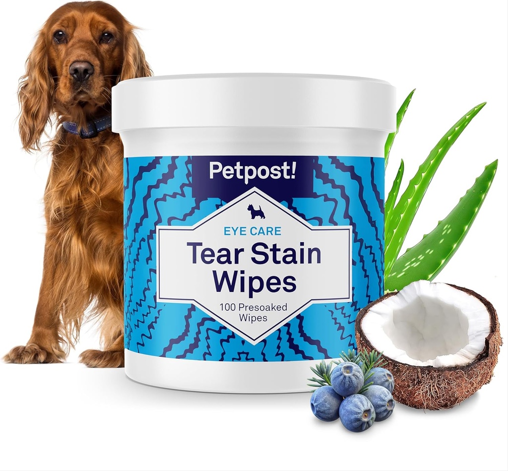Pepost Tear Stain Remover Wipes for Dogs against 124; 100 Count Gentle Eye Wipes med Juniper Berry & Kokain Meach124; Hundeansigt Wipes for Tear Stains & Eye Decharge Meach124; Soft Cotton Pads, Bleach Free