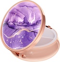 Rouidr Pill Box, 3 Segment Medicine Pill Case, Lille Metal Travel Medicine Box for purse & Pocket, Rose Gold, Purple Marble