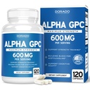 Alpha GPC Cholin Kapsler - 120 Count, 600mg Servering (Brain Support Support, der understøtter fokus, hukommelse, motivering, & energi (tredjeparts testet, Vegan Safe Made i USA) Brain Support Supplement