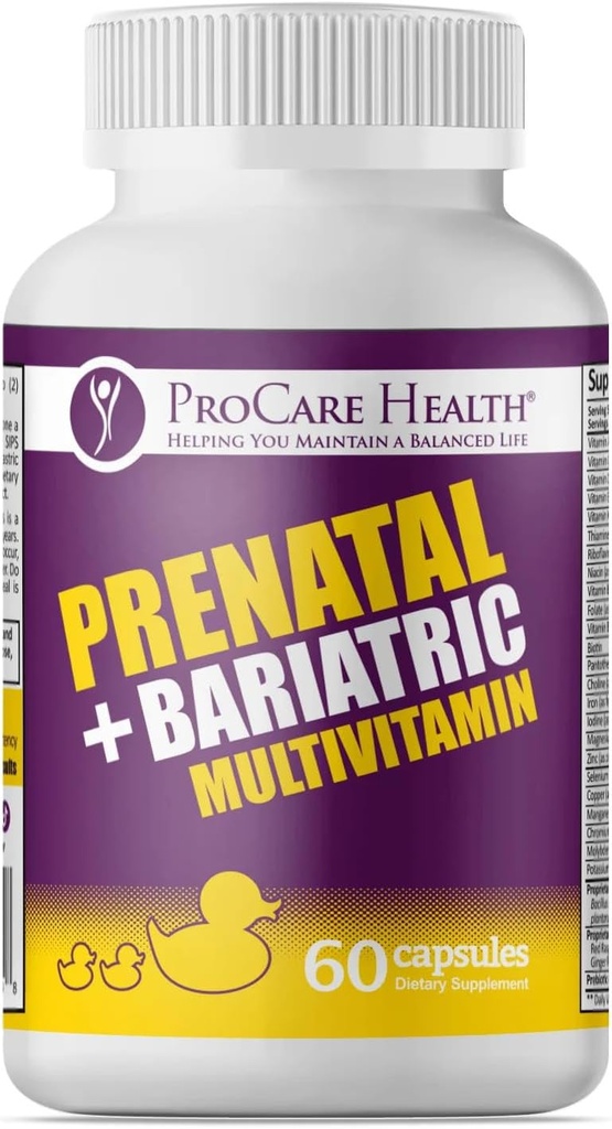 ProCare sundhed Prenatal Bariatric Multivitamin med jern (60 Let at synke kapsler) - for kvinder, Bariatric Vitaminer til Gastric Bypass & Gastric Sleeve (1 måned Tilgang)
