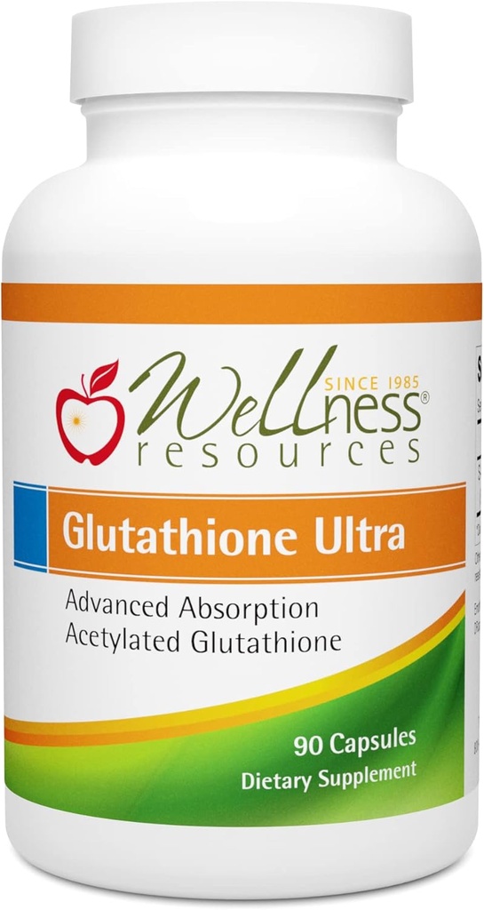 Wellness Resources Glutathione Ultra Supplement - Biotilgængelig S-Acetyl L- Glutathion (SAG) - Antioxidant, Detox & Cellular Health Immunsupport - High Absorption, Non- GMO, Gluten- Free, 90 Kapsler